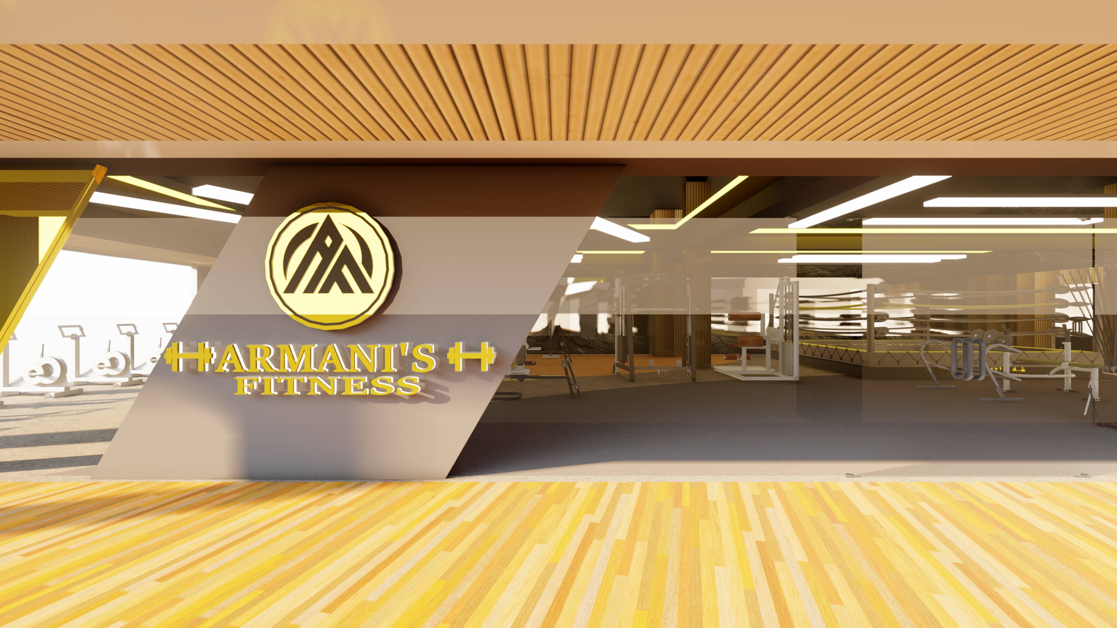 Modern gym interior with equipment